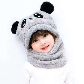 New Autumn and Winter Cute Children Cartoon Scarf Hat Two-piece Double Fleece Warmth Boy Girl Child Adult Parent-child Baby hat (Size: M- 6-10 years old, Color: KT03)