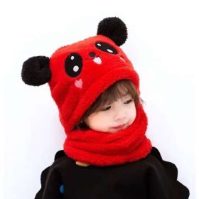 New Autumn and Winter Cute Children Cartoon Scarf Hat Two-piece Double Fleece Warmth Boy Girl Child Adult Parent-child Baby hat (Size: M- 6-10 years old, Color: KT02)