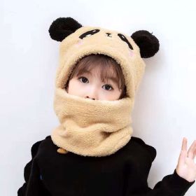 New Autumn and Winter Cute Children Cartoon Scarf Hat Two-piece Double Fleece Warmth Boy Girl Child Adult Parent-child Baby hat (Size: S 1-5 years old, Color: KT04)