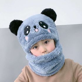 New Autumn and Winter Cute Children Cartoon Scarf Hat Two-piece Double Fleece Warmth Boy Girl Child Adult Parent-child Baby hat (Size: S 1-5 years old, Color: KT07)