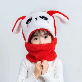 New Autumn and Winter Cute Children Cartoon Scarf Hat Two-piece Double Fleece Warmth Boy Girl Child Adult Parent-child Baby hat (Size: M- 6-10 years old, Color: KT11)