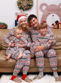 Christmas New year's parent-child outfit family outfit spring and autumn new parent-child home clothes suit pajamas (Size: Children 8T, Color: Picture Color)