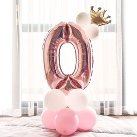 Aluminium Foil Number Balloons 0-9 Birthday Party Anniversary Decor Globo Kids figure Air Ball Supplies (Number: pink&white 0)