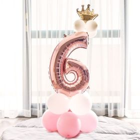 Aluminium Foil Number Balloons 0-9 Birthday Party Anniversary Decor Globo Kids figure Air Ball Supplies (Number: pink&white 6)