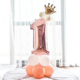 Aluminium Foil Number Balloons 0-9 Birthday Party Anniversary Decor Globo Kids figure Air Ball Supplies (Number: rose gold&white 1)