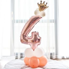 Aluminium Foil Number Balloons 0-9 Birthday Party Anniversary Decor Globo Kids figure Air Ball Supplies (Number: rose gold&white 4)