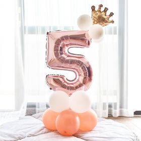 Aluminium Foil Number Balloons 0-9 Birthday Party Anniversary Decor Globo Kids figure Air Ball Supplies (Number: rose gold&white 5)