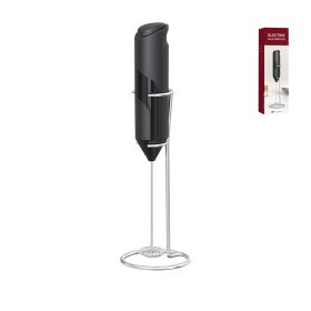 Electric Milk Frother Handheld with Stainless Steel Stand (Color: BLACK)