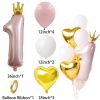 11pcs Boy Girl 1st Happy Birthday Balloons Set With Crown Number 1 Balloons Kids 1st Birthday Party Decoration DIY Crafts