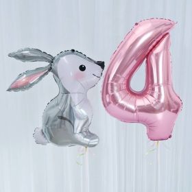 2Pcs 40Inch Large Rose Gold Number Cut Jungle Gray Rabbit Balloons Baby Shower Globos Wedding Birthday Party Decoration Kid Toys (Color: 4)