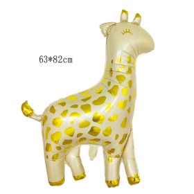 1pc Tiger Lion Leopard Walking Animal Foil Balloon For Jungle Safari Birthday Party Decorations Kids Gift Toy Helium Air Globos (Color: champagne giraffe)