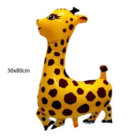 1pc Tiger Lion Leopard Walking Animal Foil Balloon For Jungle Safari Birthday Party Decorations Kids Gift Toy Helium Air Globos (Color: Giraffe)