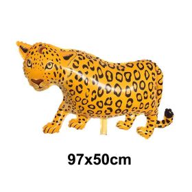 1pc Tiger Lion Leopard Walking Animal Foil Balloon For Jungle Safari Birthday Party Decorations Kids Gift Toy Helium Air Globos (Color: Leopard)