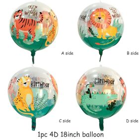 1pc Tiger Lion Leopard Walking Animal Foil Balloon For Jungle Safari Birthday Party Decorations Kids Gift Toy Helium Air Globos (Color: 1pc 4D balloon)