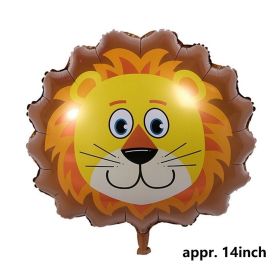 1pc Tiger Lion Leopard Walking Animal Foil Balloon For Jungle Safari Birthday Party Decorations Kids Gift Toy Helium Air Globos (Color: Lion Head)