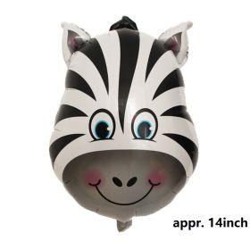 1pc Tiger Lion Leopard Walking Animal Foil Balloon For Jungle Safari Birthday Party Decorations Kids Gift Toy Helium Air Globos (Color: Zebra Head)