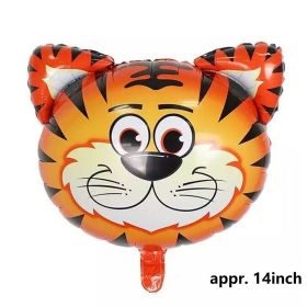 1pc Tiger Lion Leopard Walking Animal Foil Balloon For Jungle Safari Birthday Party Decorations Kids Gift Toy Helium Air Globos (Color: Tiger Head)