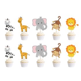 1pc Tiger Lion Leopard Walking Animal Foil Balloon For Jungle Safari Birthday Party Decorations Kids Gift Toy Helium Air Globos (Color: 10pcs cake topper)