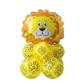 1pc Tiger Lion Leopard Walking Animal Foil Balloon For Jungle Safari Birthday Party Decorations Kids Gift Toy Helium Air Globos (Color: 7pcs balloons)