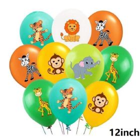 1pc Tiger Lion Leopard Walking Animal Foil Balloon For Jungle Safari Birthday Party Decorations Kids Gift Toy Helium Air Globos (Color: 10pcs balloons B)