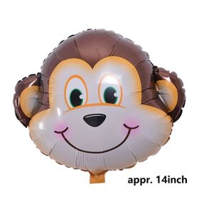 1pc Tiger Lion Leopard Walking Animal Foil Balloon For Jungle Safari Birthday Party Decorations Kids Gift Toy Helium Air Globos (Color: Monkey Head)