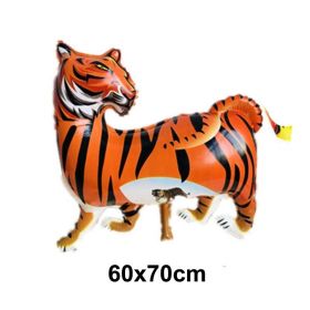 1pc Tiger Lion Leopard Walking Animal Foil Balloon For Jungle Safari Birthday Party Decorations Kids Gift Toy Helium Air Globos (Color: Tiger)