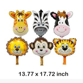 1pc Tiger Lion Leopard Walking Animal Foil Balloon For Jungle Safari Birthday Party Decorations Kids Gift Toy Helium Air Globos (Color: 6pcs mixed)