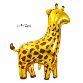 1pc Tiger Lion Leopard Walking Animal Foil Balloon For Jungle Safari Birthday Party Decorations Kids Gift Toy Helium Air Globos (Color: gold giraffe)