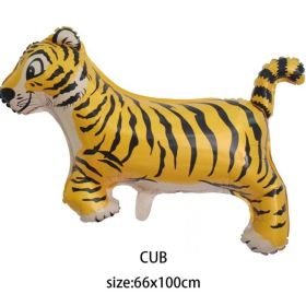 1pc Tiger Lion Leopard Walking Animal Foil Balloon For Jungle Safari Birthday Party Decorations Kids Gift Toy Helium Air Globos (Color: Cub)