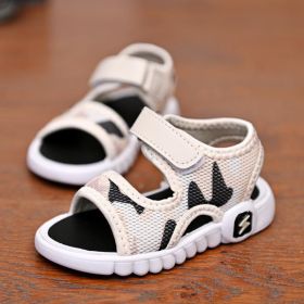 Boys Sandals Summer Kids Shoes Fashion Light Soft Flats Toddler Baby Girls Sandals Infant Casual Beach Children Shoes Outdoor (Size: 26(insole 16cm), Color: Beige)