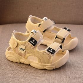 2022 Summer Children Shoes Boys Soft Soles Beach Shoes Male Baby Baotou Anti-kick Children's Sandals Princepard Summer Sandals (Size: 30, Color: Creamy-white)