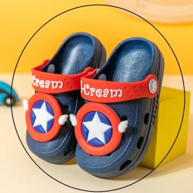 Kids sandals Boys Girls Mules Cartoon baby Sandals Flat Summer Unicorn Slippers Children's Garden Shoes (Size: 24 insole 15.0cm, Color: navy)