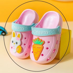 Kids sandals Boys Girls Mules Cartoon baby Sandals Flat Summer Unicorn Slippers Children's Garden Shoes (Size: 22 insole 14cm, Color: pink)