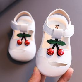 Diamonds Baby Sandals for Girls Cherry Closed Toe Toddler Infant Kids Princess Walkers Baby Little Girls Shoes Children Sandals (Size: 19, Color: 3 White Cherry)