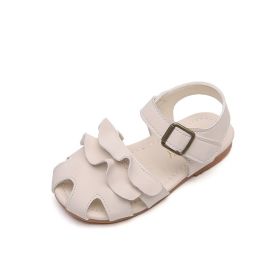 Kids Girls sandals fashion Hollow out Breathable PU Comfortable Princess shoes Baby toddler Children summer Beach shoes (Size: 30-insole 19cm, Color: Beige)