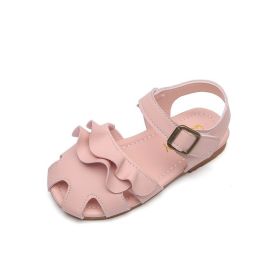 Kids Girls sandals fashion Hollow out Breathable PU Comfortable Princess shoes Baby toddler Children summer Beach shoes (Size: 22-insole 14cm, Color: pink)