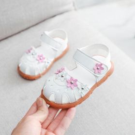 Summer Baby Sandals for Girls Newborn Cherry Princess Infant Toddler Girl Shoes Sandals Baby Girl Shoes (Size: 25, Color: Flower White)