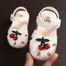 Summer Baby Sandals for Girls Newborn Cherry Princess Infant Toddler Girl Shoes Sandals Baby Girl Shoes (Size: 23, Color: cherry white)