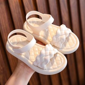 Baby Girls Sandals Solid Color Princess Children Shoes Girls Student Sandals Open Toe Non-slip Summer Beach Kids Shoes (Size: 25-insole 15.5cm, Color: whtie)