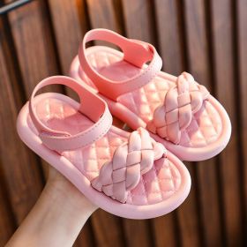 Baby Girls Sandals Solid Color Princess Children Shoes Girls Student Sandals Open Toe Non-slip Summer Beach Kids Shoes (Size: 31-insole 18.5cm, Color: pink)