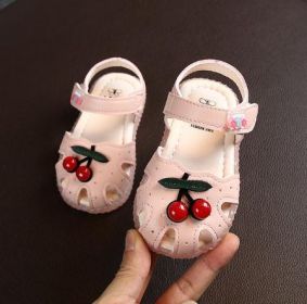 Summer Baby Sandals for Girls Newborn Cherry Princess Infant Toddler Girl Shoes Sandals Baby Girl Shoes (Size: 30, Color: cherry pink)