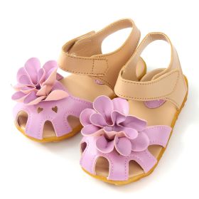 New Arrival Summer Cool Baby Girls Sandals Shoes Skidproof Toddlers Infant Children Kids Flower Shoes PU Leather Size 21-30 (Size: 11.5, Color: purple)