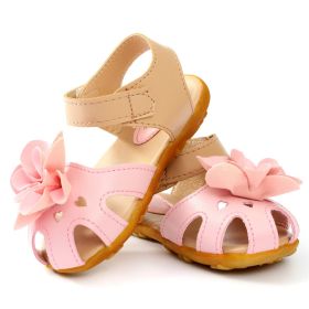 New Arrival Summer Cool Baby Girls Sandals Shoes Skidproof Toddlers Infant Children Kids Flower Shoes PU Leather Size 21-30 (Size: 10, Color: pink)