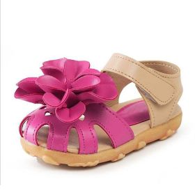 New Arrival Summer Cool Baby Girls Sandals Shoes Skidproof Toddlers Infant Children Kids Flower Shoes PU Leather Size 21-30 (Size: 8, Color: rose)