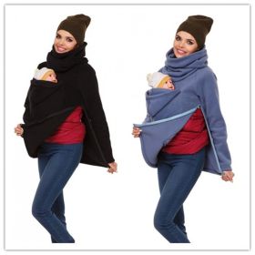 European and American fashion maternity dress multi-function kangaroo sweater baby wear coat (Size: XL, Color: blue)