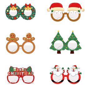 Christmas Decoration Photo Booth Props Frame For Kids Adult gift Santa Claus Elk Glasses Xmas Party Navidad Noel New Year decor (Color: 6pcs glasses B)