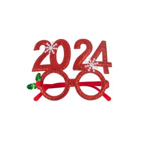 Christmas Decoration Photo Booth Props Frame For Kids Adult gift Santa Claus Elk Glasses Xmas Party Navidad Noel New Year decor (Color: 1pcs 2024 glasses)