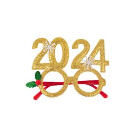 Christmas Decoration Photo Booth Props Frame For Kids Adult gift Santa Claus Elk Glasses Xmas Party Navidad Noel New Year decor (Color: 1pcs 2024 glasses2)