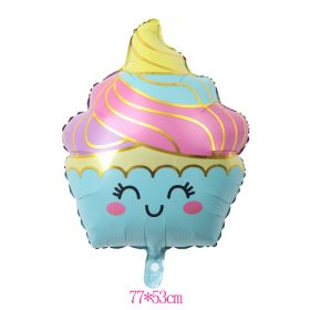 1/6pcs New Ice Cream Candy dessert series shape Foil Balloons Summer Children's Birthday Party Candy Bar Decorations Kids Toys (Ballon Size: as photo, Color: 1pcs balloon D)