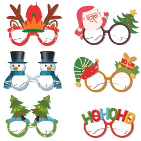 Christmas Decoration Photo Booth Props Frame For Kids Adult gift Santa Claus Elk Glasses Xmas Party Navidad Noel New Year decor (Color: 6pcs glasses A)